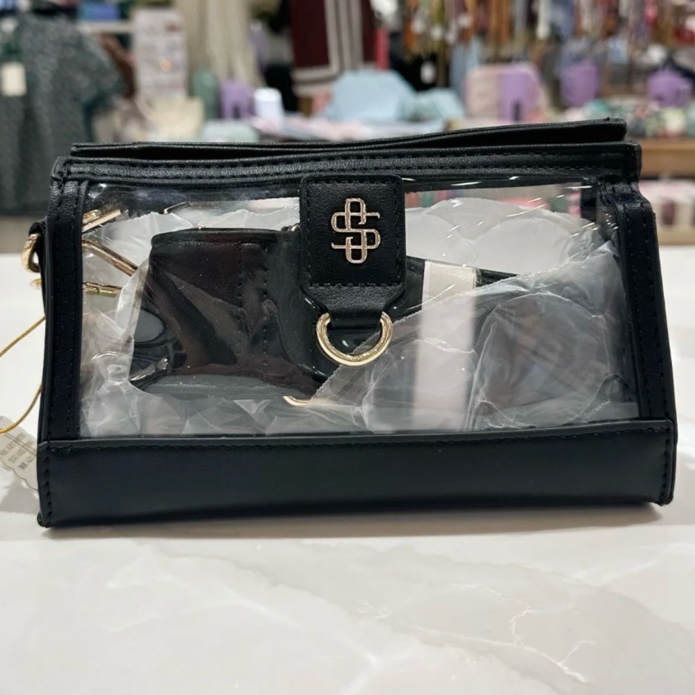 Clear Crossbody Bag with Black Trim